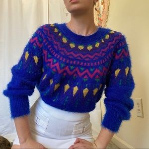 Fuzzy blue pullover sweater